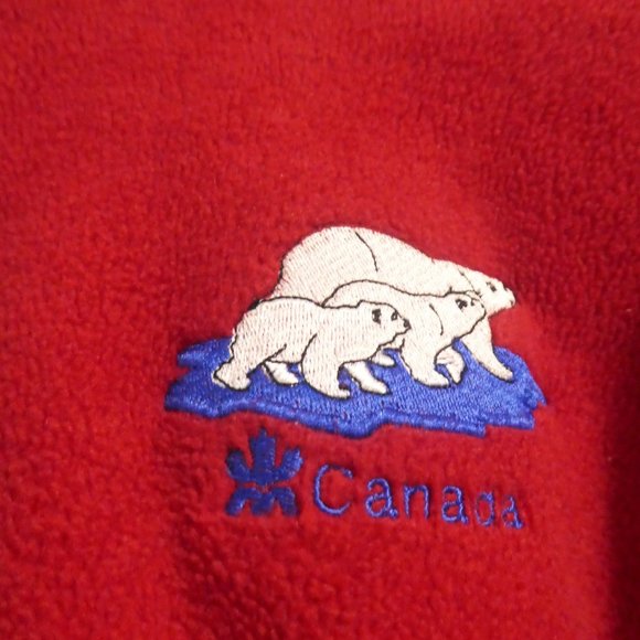 CITYSCAPE KIDS | size 8 | Red 1/4 Zip Fleece Embroidered Shirt | Made In Canada - Picture 5 of 12